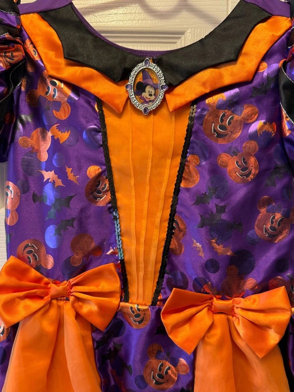 Disney Purple & Orange Minnie Mouse Halloween Kids Costume Witch Dress size 9-10